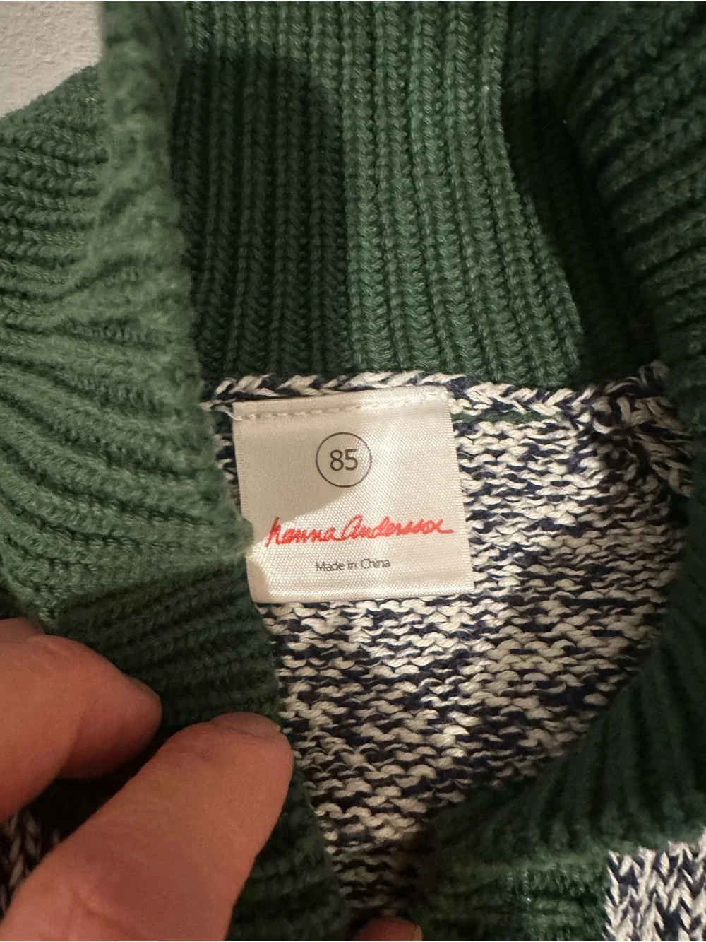 Hanna Andersson Green Ribbed Trim Knit Cardigan
